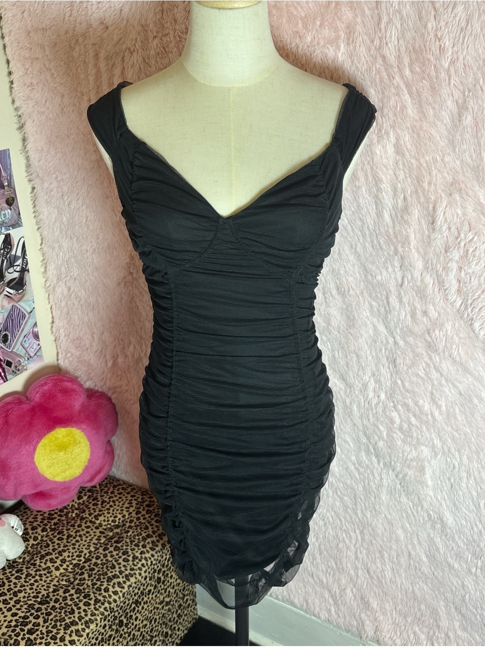 Express Black Ruched Dress